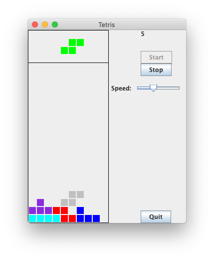 Screenshot of my TetrisBrain algorithm playing Tetris